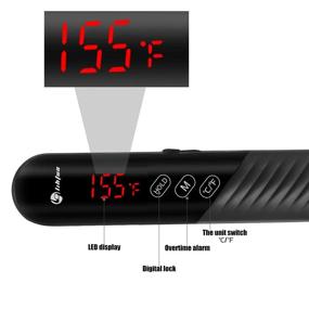 img 2 attached to 🌡️ LIHTUN Instant Read Meat Thermometer with Calibration, Foldable Probe, and Magnet - Ideal for BBQ, Deep Fry, and Roast Turkey Cookouts! LED Touchscreen Display, Sleek Black Design.