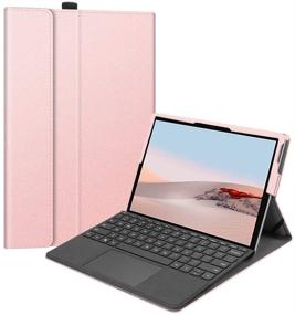 img 4 attached to 🌹 Fintie Case for Microsoft Surface Go: Multiple Angle Viewing Portfolio Business Cover - Compatible with Type Cover Keyboard (Rose Gold)