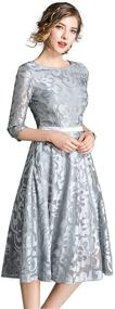 img 4 attached to Elegant HAOKEKE Women's Slim Half Sleeves Knee Length Work 👗 Lace Dress for Office Lady - Perfect for Parties and Evening Events