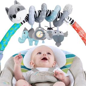 img 4 attached to 👶 FPVERA Baby Spiral Plush Hanging Toys - Sensory Spiral Activity Toy with Rattle, Music, and Mobile for Car Seat - Ideal for Kids, Infants, Newborns (0-12 Months)