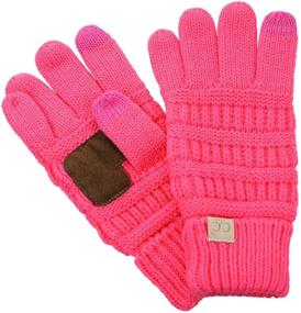 img 2 attached to Детские вязаные перчатки с противоскользящим покрытием и сенсорными пальцами C.C.: теплые и функциональные!