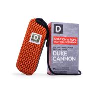 duke cannon supply co. tactical soap on a rope pouch - bath and shower body scrubber exfoliator with convenient soap holder logo