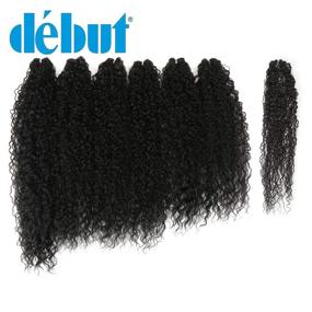 img 4 attached to 🔥 DÉBUT Synthetic Hair Weave Bundles: 7pcs Afro Kinky Curly 22 24 26 Inch 220g - High-Temperature Fiber (1B)