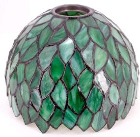 img 1 attached to 🌿 Tiffany Lamp Stained Glass Table Bedside Lamp: Green Wisteria Banker Desk Reading Light with Rustic Metal Leaf Base - 21" Tall, LED Bulb Included