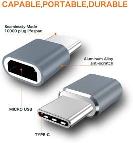 img 3 attached to JXMOX адаптер USB Type C - Набор из 4 шт. Женский разъем Micro USB в мужской разъем USB C - Быстрая зарядка, совместима с Samsung Galaxy, Pixel, LG, Moto, серый - S10 S9 S8 Plus, Note 9 8, Pixel 2 3 XL, LG V40 V20 G5, Moto Z2 Z3