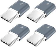 jxmox адаптер usb type c - набор из 4 шт. женский разъем micro usb в мужской разъем usb c - быстрая зарядка, совместима с samsung galaxy, pixel, lg, moto, серый - s10 s9 s8 plus, note 9 8, pixel 2 3 xl, lg v40 v20 g5, moto z2 z3 логотип