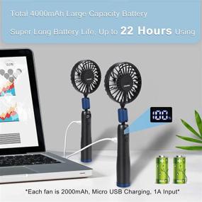 img 2 attached to 🌬️ Portable Neck Fan, Cohotek 2 in 1 Rechargeable USB Fans with LED Display, 3 Speeds, 360° Rotation - Hands Free Personal Fans for Sports, Office, Travel (Black)