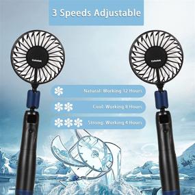 img 1 attached to 🌬️ Portable Neck Fan, Cohotek 2 in 1 Rechargeable USB Fans with LED Display, 3 Speeds, 360° Rotation - Hands Free Personal Fans for Sports, Office, Travel (Black)