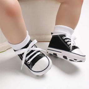 img 1 attached to 👟 Soft Sole High-Top Ankle Infant First Walkers Crib Shoes for Beautiful Baby Girls and Boys: Canvas Sneakers - Save with us!