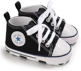 img 2 attached to 👟 Soft Sole High-Top Ankle Infant First Walkers Crib Shoes for Beautiful Baby Girls and Boys: Canvas Sneakers - Save with us!