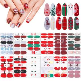 img 1 attached to Get Festive with 24 Sheets of Assorted Christmas Nail Wraps & Decals including a Glass Nail File- Perfect for DIY Nail Art!