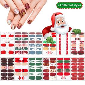 img 2 attached to Get Festive with 24 Sheets of Assorted Christmas Nail Wraps & Decals including a Glass Nail File- Perfect for DIY Nail Art!