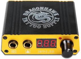 img 1 attached to 🐉 Dragonhawk Golden Dual Tattoo Machine Gun Power Supply: LCD Display, Foot Pedal & Clip Cord P077