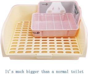 img 1 attached to Large Corner Rabbit Litter Box Bedding Box Chinchilla Toilet Trainer Square Potty Pet Pan for Adult Guinea Pig, Galesaur, Ferret, and Other Animals by Hamiledyi