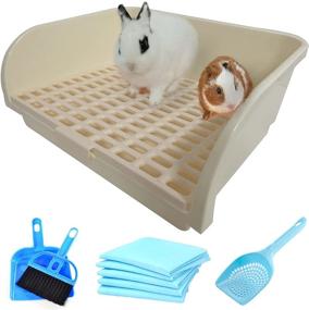 img 4 attached to Large Corner Rabbit Litter Box Bedding Box Chinchilla Toilet Trainer Square Potty Pet Pan for Adult Guinea Pig, Galesaur, Ferret, and Other Animals by Hamiledyi