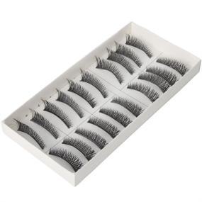 img 3 attached to 💃 10 Pairs of Long Thick Cross Style Reusable False Eyelashes in Black: Ideal for Makeup and Cosmetic Enhancement by Nails gaga