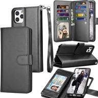 📱 tekcoo wallet case for iphone 11 / iphone11 (6.1 inch) 2019 - luxury pu leather cover with id slot, card holder, detachable magnetic hard case, lanyard - black logo