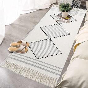 img 4 attached to Stylish Boho Cotton Rug Runner with Trendy Tassels: An Incredible Addition to Any Space