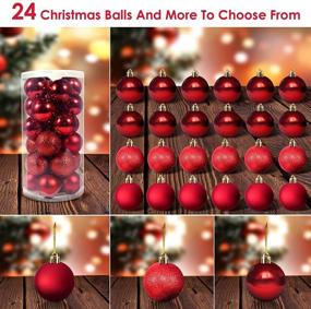 img 1 attached to Shatterproof Christmas Balls Ornaments, 24Pcs in 3 Styles - Shiny, Matte, Glittered for Xmas Tree, Home, Party Decorations in Vibrant Red Color