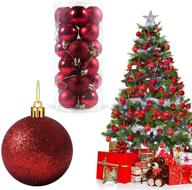 shatterproof christmas balls ornaments, 24pcs in 3 styles - shiny, matte, glittered for xmas tree, home, party decorations in vibrant red color логотип