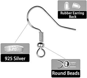 img 3 attached to 📿 Vivixin 120pcs/60pais Earring Hooks: 925 Sterling Silver Hypoallergenic Jewelry Making Kit Supplies with Rubber Safety Backs, Fishhooks Earring Coil and Ball