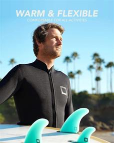 img 2 attached to 🏄 Surf Squared Men's Wetsuit Top Jacket 2mm/3mm, Neoprene Long Sleeve Shirt with Extended Back Flap for Added Warmth & Comfort, YKK Locking Front Zipper, Ideal for Surfing, Aerobics, and All Watersports