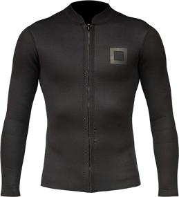 img 4 attached to 🏄 Surf Squared Men's Wetsuit Top Jacket 2mm/3mm, Neoprene Long Sleeve Shirt with Extended Back Flap for Added Warmth & Comfort, YKK Locking Front Zipper, Ideal for Surfing, Aerobics, and All Watersports
