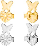 👂 instant earlobe lifts with glamorous earring back lifters - securely raise stretched ear lobes - 2 pairs, silver and gold logo