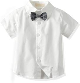 img 2 attached to 👔 Gentleman Infant Wedding Outfit Set - Vest + Short Pants + Dress Shirt + Bow Tie - 4 Piece Formal Suit Set for Boys