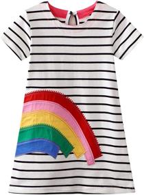 img 3 attached to HILEELANG Little Girl Trends: Stylish Spring-Summer Cotton Applique Tunic Dress Shirt