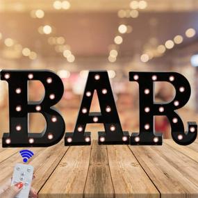 img 4 attached to 🎉 Black LED Marquee Bar Sign - Light Up Letters with Remote Control for Christmas Decor, Battery Operated Alphabet Lamp - Wall Party Home Holiday Birthday Wedding Decoration