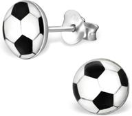 stylish kiwi daisy sterling silver soccer/football tiny stud earrings: a perfect accessory for sports fanatics logo