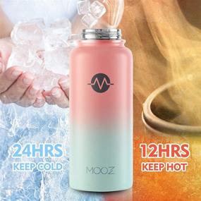 img 1 attached to 🥤 MOOZHEALTH 32oz Vacuum Insulated Stainless Steel Sports Water Bottle with Straw & Spout Lids, Leak-Proof Cover - Ideal for Camping, Hiking, Fishing - Modern Double Walled Design