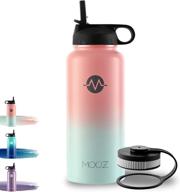 🥤 moozhealth 32oz vacuum insulated stainless steel sports water bottle with straw & spout lids, leak-proof cover - ideal for camping, hiking, fishing - modern double walled design logo