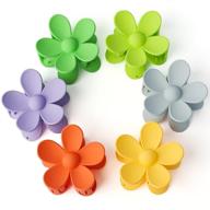 🌸 6pcs matte flower hair claw clips, cute non-slip jaw clamps in 6 candy colors - fashionable hair accessories for toddlers, girls & women (yellow green) logo