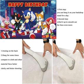 img 1 attached to 🦔 Sonic The Hedgehog Night View Backdrops - Supercity Sonic Kids Birthday Banner Decor Photography Background - Baby Shower Photo Studio Props, Cake Table Supplies - Size: 5x3ft