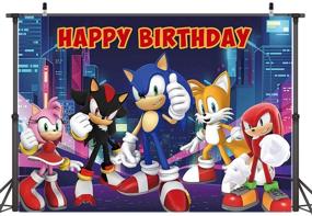 img 2 attached to 🦔 Sonic The Hedgehog Night View Backdrops - Supercity Sonic Kids Birthday Banner Decor Photography Background - Baby Shower Photo Studio Props, Cake Table Supplies - Size: 5x3ft