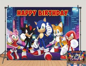 img 4 attached to 🦔 Sonic The Hedgehog Night View Backdrops - Supercity Sonic Kids Birthday Banner Decor Photography Background - Baby Shower Photo Studio Props, Cake Table Supplies - Size: 5x3ft