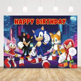 img 3 attached to 🦔 Sonic The Hedgehog Night View Backdrops - Supercity Sonic Kids Birthday Banner Decor Photography Background - Baby Shower Photo Studio Props, Cake Table Supplies - Size: 5x3ft