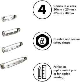 img 3 attached to 📌 120 Pieces of Silver Bar Pins with Brooch Clasp Pin Backs and Safety Pin - Ideal for Name Tags and Badges (4 Sizes: 20mm, 25mm, 32mm, 38mm)