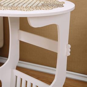 img 2 attached to 🔲 Minxue Small End Tables: Stylish White Side Table & Round Coffee Table for Living Room - C Shape Design