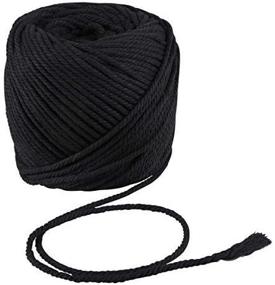 img 1 attached to 🧶 Premium Macrame Cord: Black 4mm X 120m String by Kisslife - Natural Cotton Soft Rope for Crocheting, Dream Catcher, DIY Crafts, and Plant Hangers