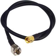 🔌 19-inch ultra low loss coax cable sma male to f-type male connector with 50 ohm impedance - ideal for wifi router, gps receiver, antenna, signal booster use logo