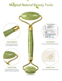 img 3 attached to 🌿 Gua Sha Jade Roller and Rose Quartz Face Roller Skin Care Tools Set for Beauty Facial Massaging, Eye Roller to Reduce Puffy Eyes - Perfect Self Care Gifts For Women - HANABEE Skincare Sets & Kits (Green)