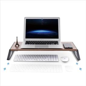 img 1 attached to 🖥️ Upergo Monitor Stand Riser - Ergonomic Desktop Computer Riser with Aluminum Feet | Suitable for Laptops, Printers, PCs, Small TVs | Keyboard Storage | Monitor Riser Desk Organizer for Home & Office