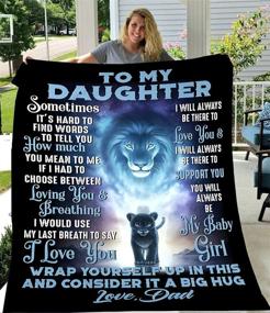img 4 attached to 🦁 Lion Father's Tender Love: Daughter Gift from Dad, Romantic Birthday & Christmas Lightweight Flannel Blanket for Her Bedroom & Sofa