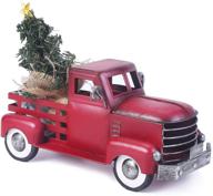 🚚 pylemon vintage red truck christmas decor: lit-up removable christmas tree wrapped in led lights string - farmhouse metal pickup truck decoration, ideal gift for holiday decorations логотип