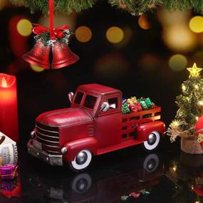 img 1 attached to 🚚 Pylemon Vintage Red Truck Christmas Decor: Lit-up Removable Christmas Tree Wrapped in LED Lights String - Farmhouse Metal Pickup Truck Decoration, Ideal Gift for Holiday Decorations