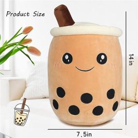 img 3 attached to 🧸 Kawaii Bubble Milk Tea Plush Pillow - 14 Inch Cute Boba Tea Stuffed Toy, Super Soft Anime Room Decor Toy, Ideal Gift for Girls and Kids