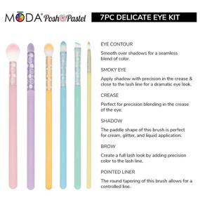 img 2 attached to 💕 Enhance Your Eye Makeup with MODA Posh Pastel, Full Size 7pc Delicate Eye Makeup Brush Kit with Pouch!